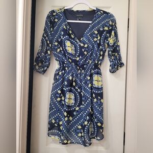 Navy and Yellow Patterned Dress